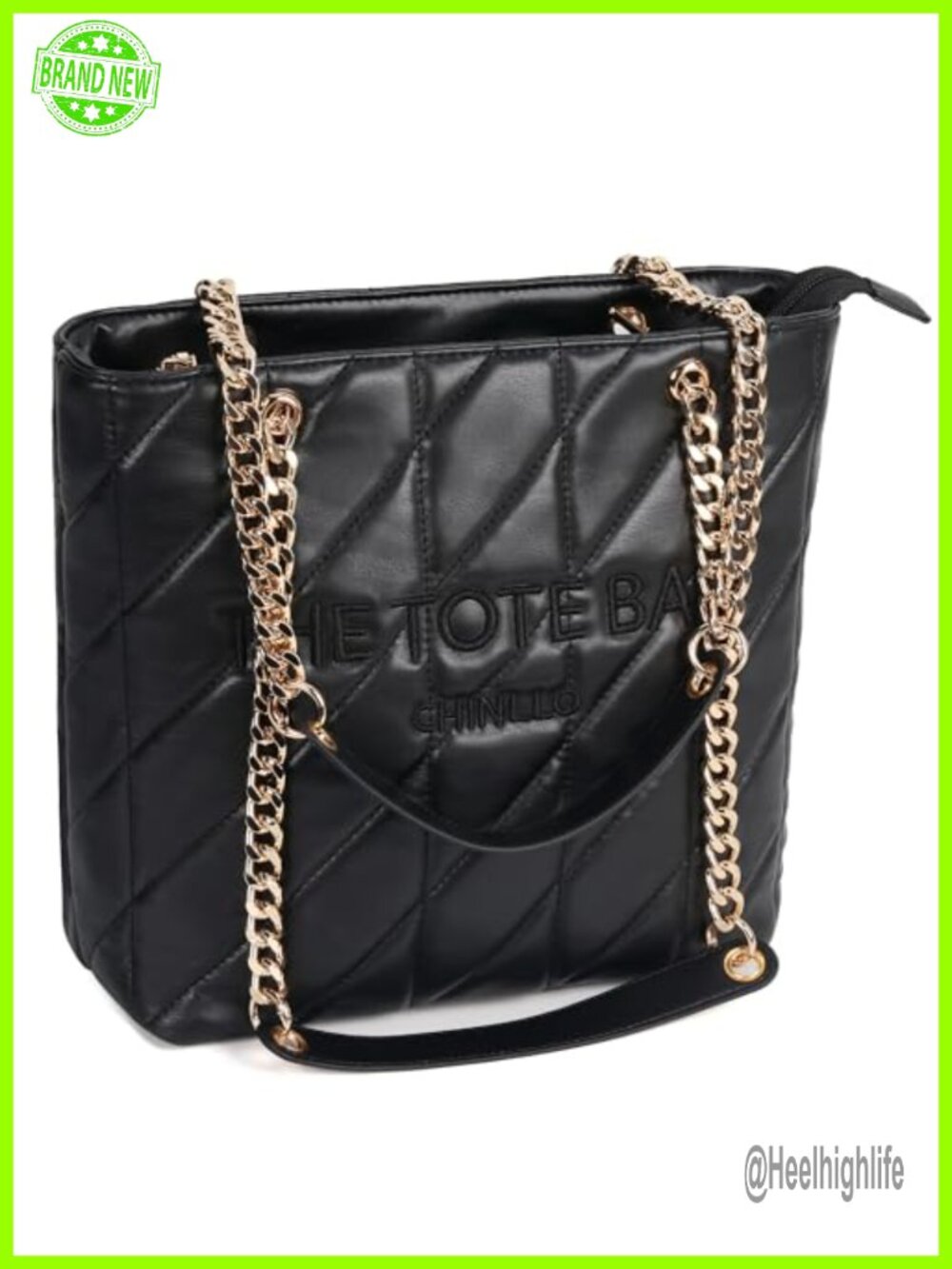 Quilted Medium Tote Bag with Top Chain Handle Satchel Purse
